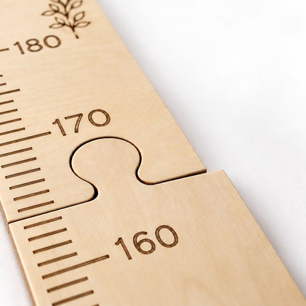 Children's Wooden Height Chart 50 to 180 cm, Puzzle Pieces, Pine, Natural