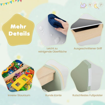 Set de masă pentru copii din lemn cu tablă și depozitare