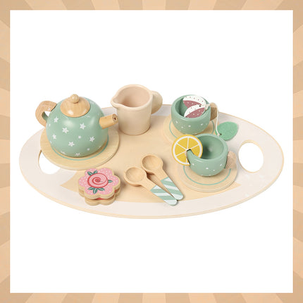 Set de ceai din lemn pentru copii – Kit de joacă cu 15 piese