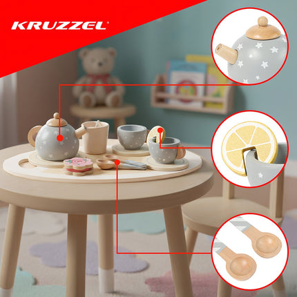 Children's Wooden Tea Set with Accessories - Gray