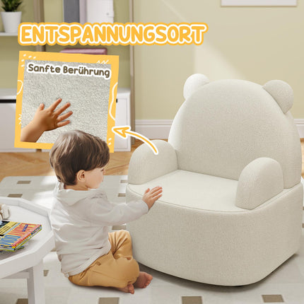 Bear-shaped armchair for children, Soft Teddy Fleece, Beige