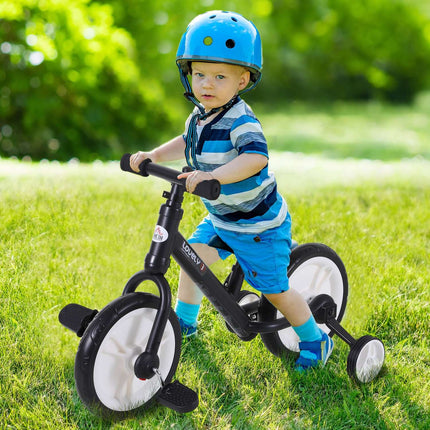 Bicicletă de echilibru pentru copii cu roți de antrenament, pedale, scaun reglabil pe înălțime, pentru 2-5 ani, PP, negru