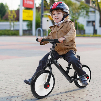 Bicicletă de echilibru pentru copii cu roți de antrenament, pedale, scaun reglabil pe înălțime, pentru 2-5 ani, PP, negru