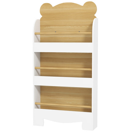 Bibliotecă pentru copii cu 3 rafturi, raft de depozitare din lemn, 55 x 15 x 110 cm, alb