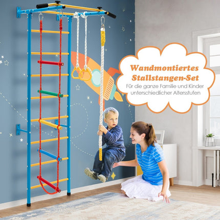 Children's climbing wall home sports equipment for children up to 100 kg 107 x 83 x 223 cm blue and yellow