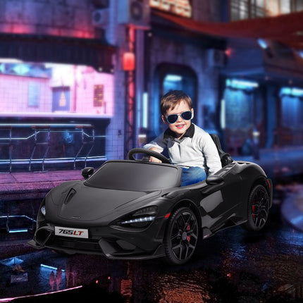 Mașină electrică copii 12 V Mașină copii cu telecomandă 2.4G, muzică MP3, vehicul electric cu claxon, lumini, uși duble, pornire soft, 3-5 km/h, pentru copii 3-6 ani, negru