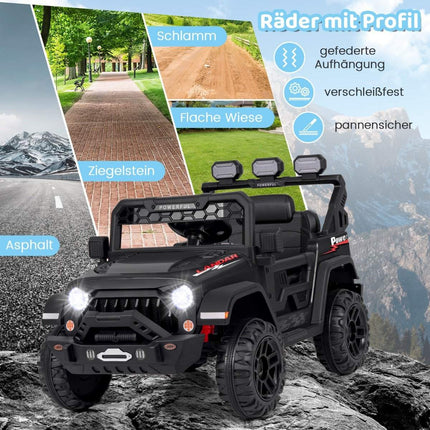 Mașină electrică pentru copii cu telecomandă 2.4G &amp; USB & amp; Lumină și amp; Music 12V Mașină Copii Jeep Car Negru
