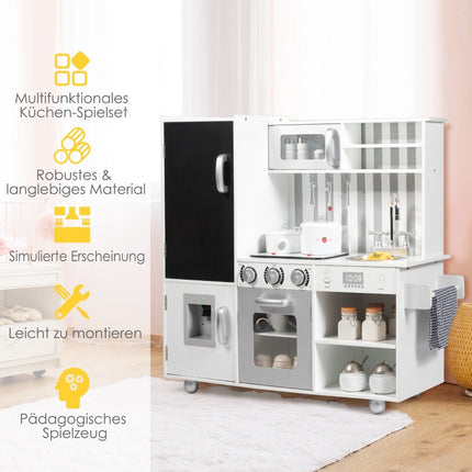 Bucătărie pentru copii cu tablă și sunete simulate 83 x 32 x 80 cm alb