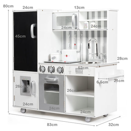 Bucătărie pentru copii cu tablă și sunete simulate 83 x 32 x 80 cm alb