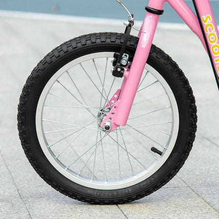 Pink children's scooter with brakes, adjustable height
