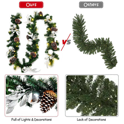 Ghirlandă de Crăciun 2,7 m, 50 de lumini LED, conuri de pin, temporizator