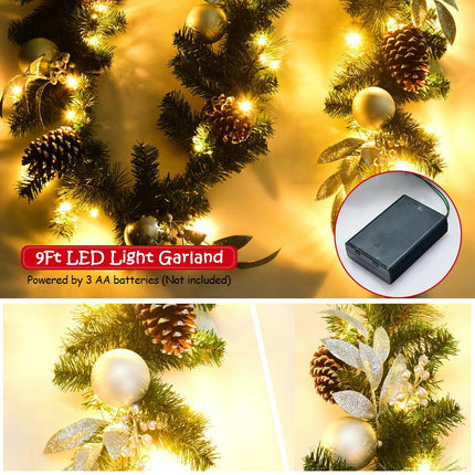 Ghirlandă de Crăciun 2,7 m, 50 de lumini LED, conuri de pin, temporizator