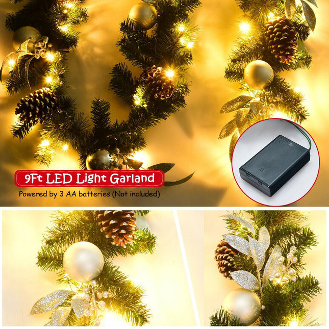 Ghirlandă de Crăciun 2,7 m, 50 de lumini LED, conuri de pin, temporizator