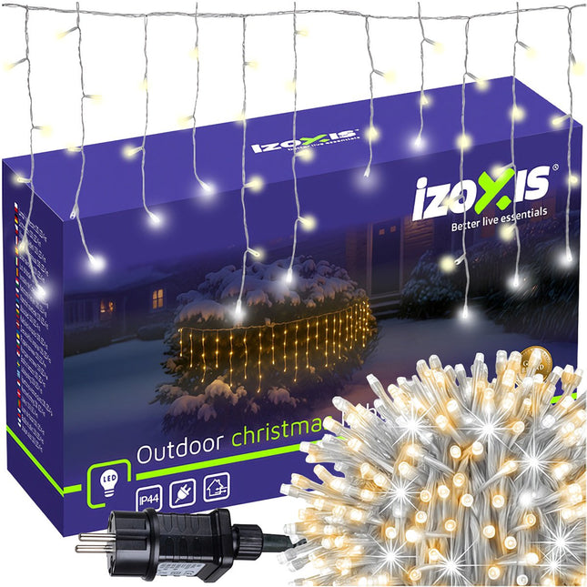 Luminițe de Crăciun în formă de țurțur, 100 LED-uri, 6m, alb cald, IP44