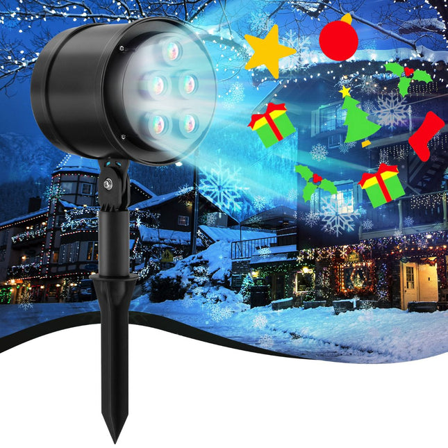 Proiector de lumini de Crăciun, 5 LED-uri, interior și exterior, negru