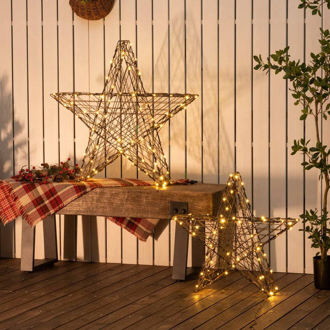 Lumini de Craciun Set 2 Poinsettias Decoratiuni de Craciun Decoratiuni de Craciun Cu 160 Leduri Impermeabil Sclipire Plastic Alb Cald