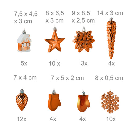 Set de ornamente de Crăciun, 100 de bucăți, 10 modele