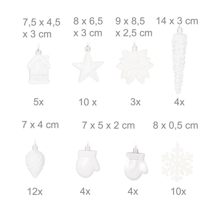 Set de ornamente de Crăciun, 100 de bucăți, 10 modele