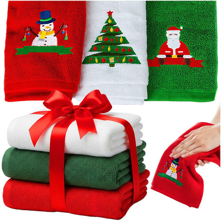 Set de 3 prosoape de Crăciun – Bumbac, Roșu/Verde/Alb