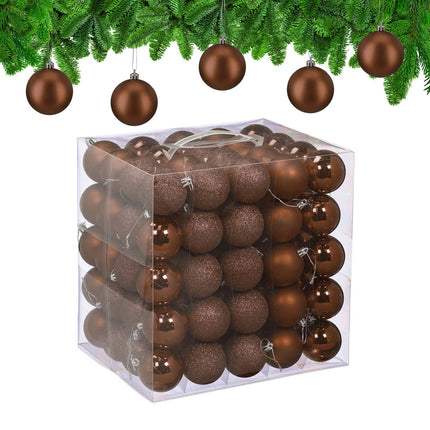 Set de bulete de pom de Crăciun, 100 de bucăți, mate/lucioase/sclipici