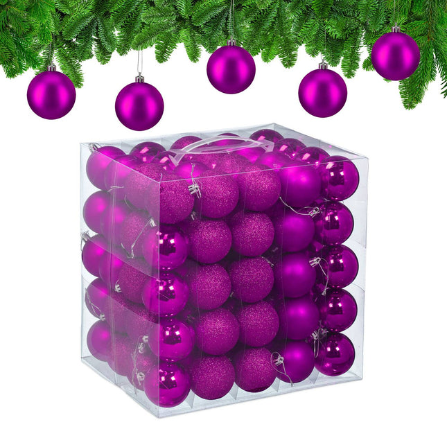 Set de balouri de pom de Crăciun, 100 de bucăți, finisaje mixte