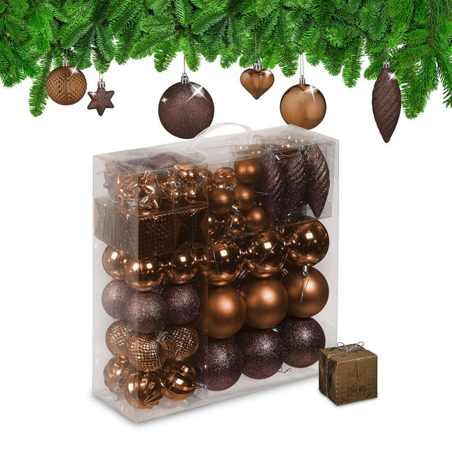 Set de bulete de pom de Crăciun, 110 ornamente din plastic
