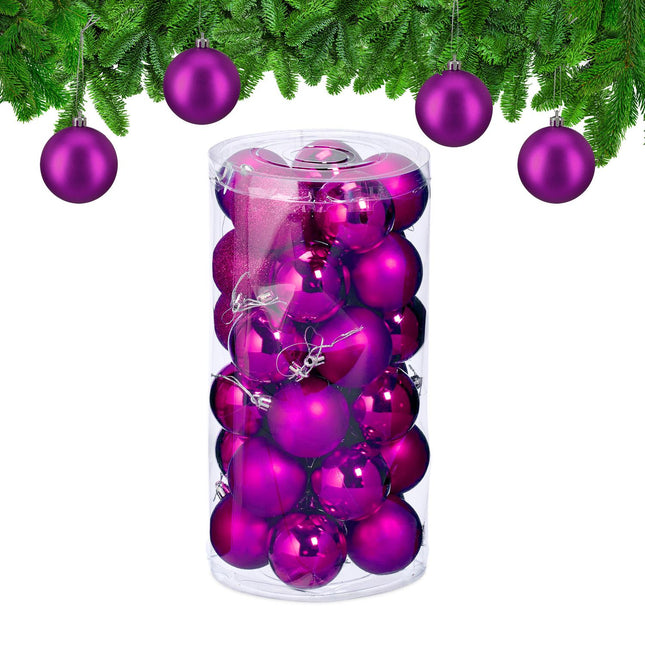 Set de bulete de pom de Crăciun, 30 de ornamente decorative din plastic