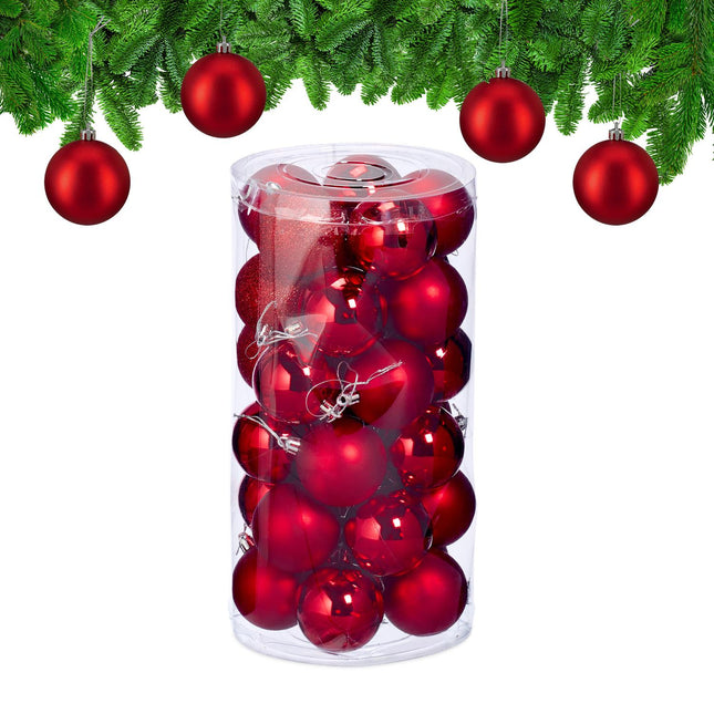 Set de balouri de pom de Crăciun, 30 de decorațiuni din plastic