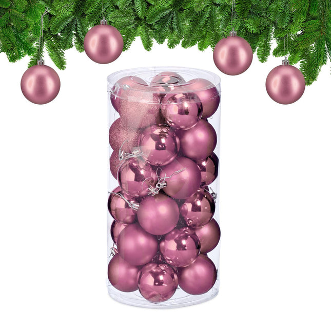 Set de bulete de pom de Crăciun, 30 de ornamente din plastic