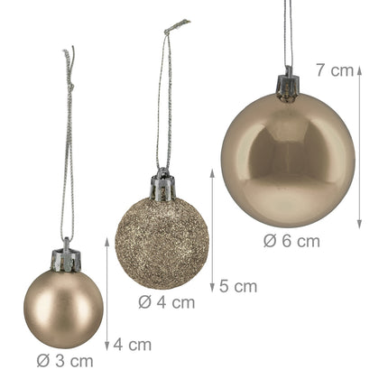 Set bulete pentru brad de Crăciun, 50 buc, mat/strălucitor/sclipici