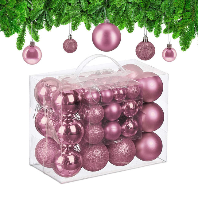 Set Bauble pentru Pom de Crăciun, 50 buc, Ornamente din plastic
