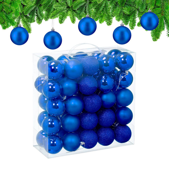 Set de balouri de pom de Crăciun, 50 de bucăți, mat/lucioase/sclipici