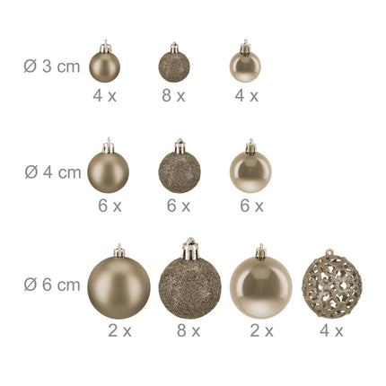 Set bulete pentru brad, 50 de piese, finisaje mixte