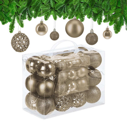 Set bulete pentru brad, 50 de piese, finisaje mixte