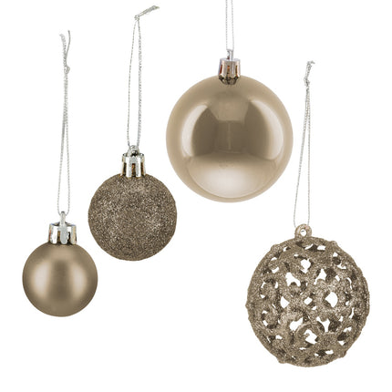 Set bulete pentru brad, 50 de piese, finisaje mixte