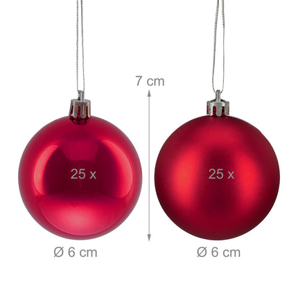 Set de balouri de pom de Crăciun, 50 de bucăți cu panglici