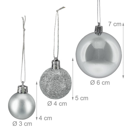 Set bulete pentru brad de Crăciun, 76 buc - mat, strălucitor, sclipici