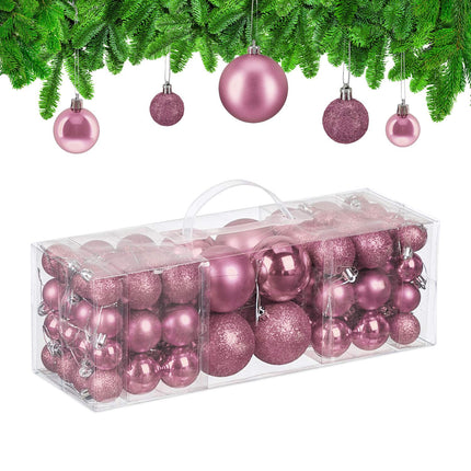 Set bulete pentru brad de Crăciun, 76 buc - mat, strălucitor, sclipici