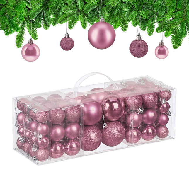 Set bulete pentru brad de Crăciun, 76 buc - mat, strălucitor, sclipici