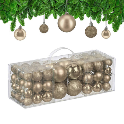 Set bulete pentru brad de Crăciun, 76 buc - mat, strălucitor, sclipici