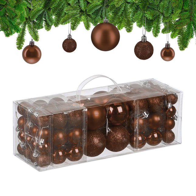 Set bulete pentru brad de Crăciun, 76 buc - mat, strălucitor, sclipici