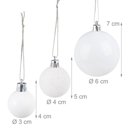 Set de bulete de pom de Crăciun, 76 de piese, finisaj mat și sclipici