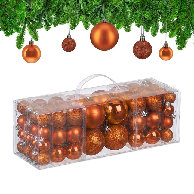 Set de bulete de pom de Crăciun, 76 de piese - mat, strălucitor, sclipici