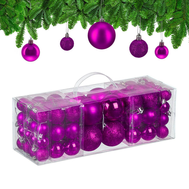 Set de bulete de pom de Crăciun, 76 de bucăți, plastic