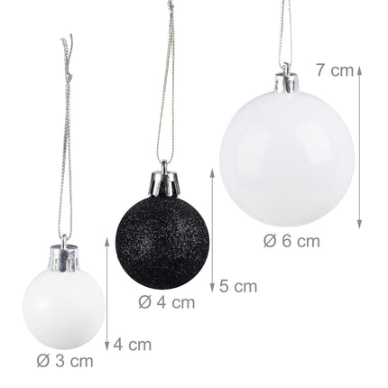 Set de baldouri pentru brad, alb-negru, diferite finisaje