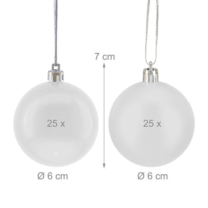 Set de balouri de pom de Crăciun, finisaj mat și lucios, pachet de 50