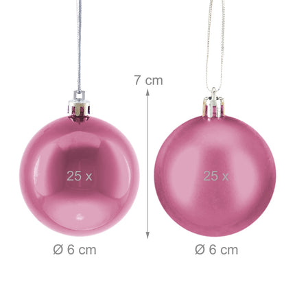 Set de balouri de pom de Crăciun, finisaj mat și lucios, pachet de 50