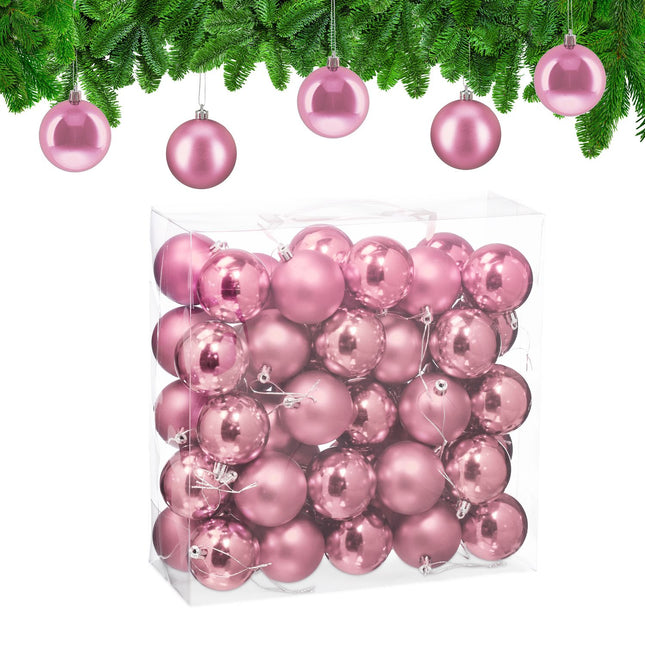 Set de balouri de pom de Crăciun, finisaj mat și lucios, pachet de 50