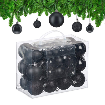 Set de bulete de pom de Crăciun, finisaj mat/strălucitor/sclipitor