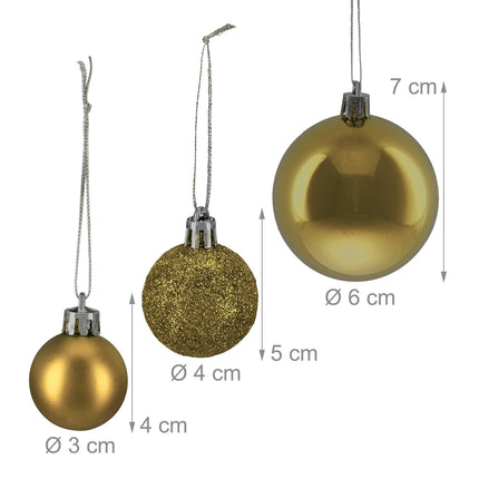 Set de bulete de pom de Crăciun, finisaj mat/strălucitor/sclipitor